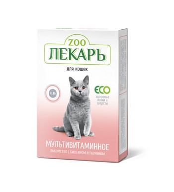 ЭКО ZOOЛЕКАРЬ мультивитаминное лакомство для кошек «Здоровье кожи и шерсти»