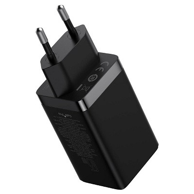 Сетевое зарядное устройство Baseus GaN5 Pro Fast Charger 2C+U 65W EU Black с кабелем Type-C to Type-C 100W - фото 3 - id-p197758363