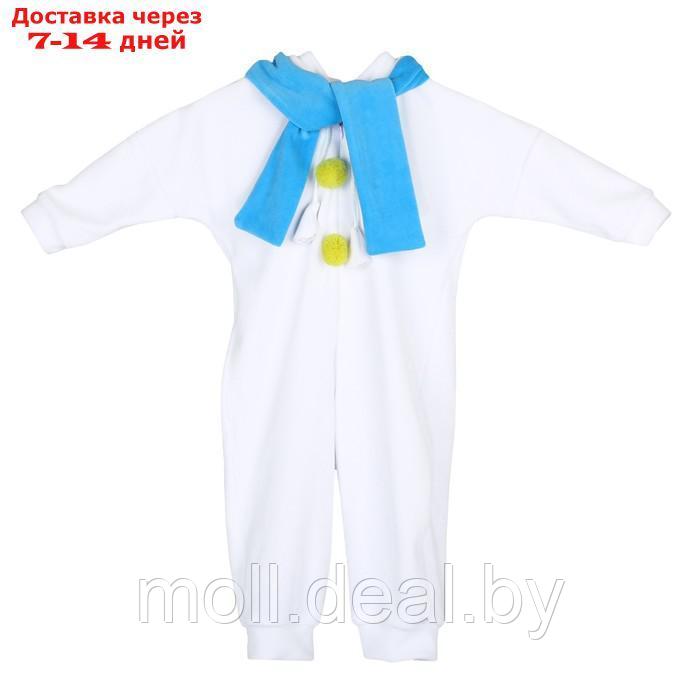 Карнавальный костюм для малышей "Медвежонок белый" с голубым шарфом, велюр, хлопок, рост 74-92 см - фото 5 - id-p197645430