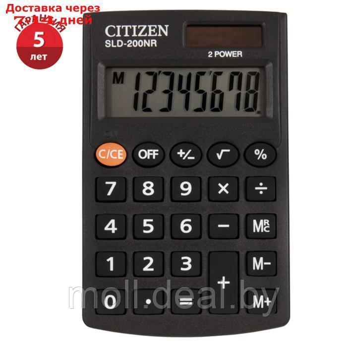 Калькулятор карманный 8-разрядный, Citizen SLD-200NR, двойное питание, 62 х 98 х 10 мм, чёрный - фото 1 - id-p197644489