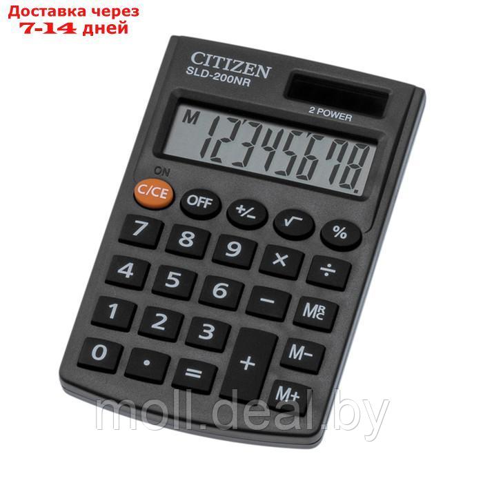 Калькулятор карманный 8-разрядный, Citizen SLD-200NR, двойное питание, 62 х 98 х 10 мм, чёрный - фото 4 - id-p197644489