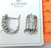 Серьги Xuping со стразами 61402 женские красивые классические серебристый бижутерия Ксюпинг