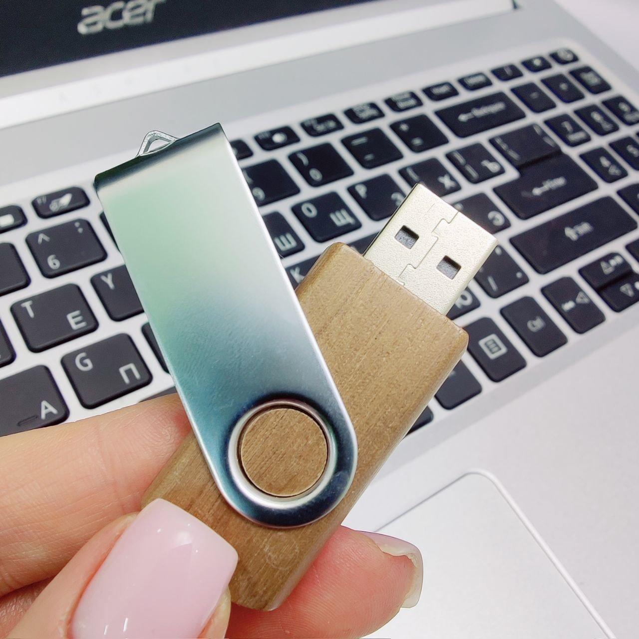 USB накопитель (флешка) Twist wood дерево/металл/раскладной корпус, 16 Гб - фото 5 - id-p197760193