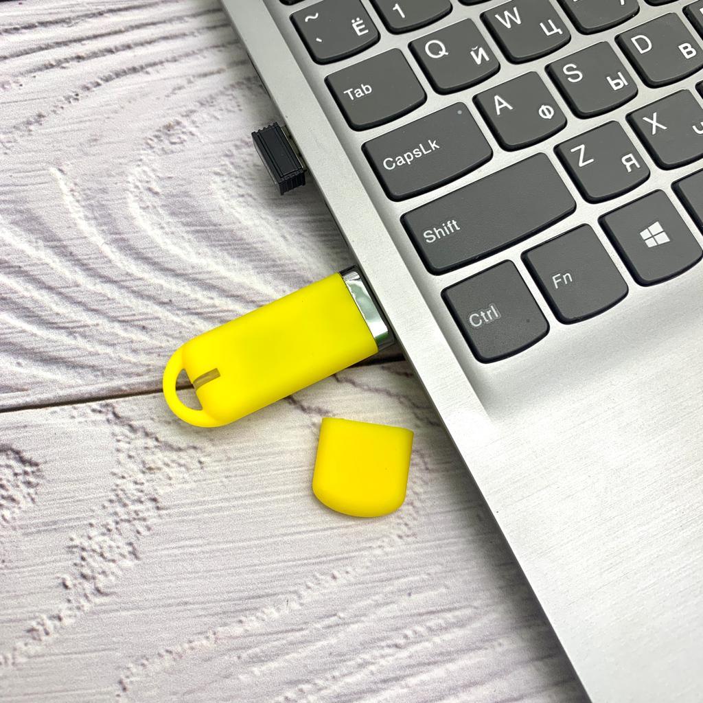 USB накопитель (флешка) Shape с покрытием софт тач, 16 Гб Желтая - фото 1 - id-p197760232