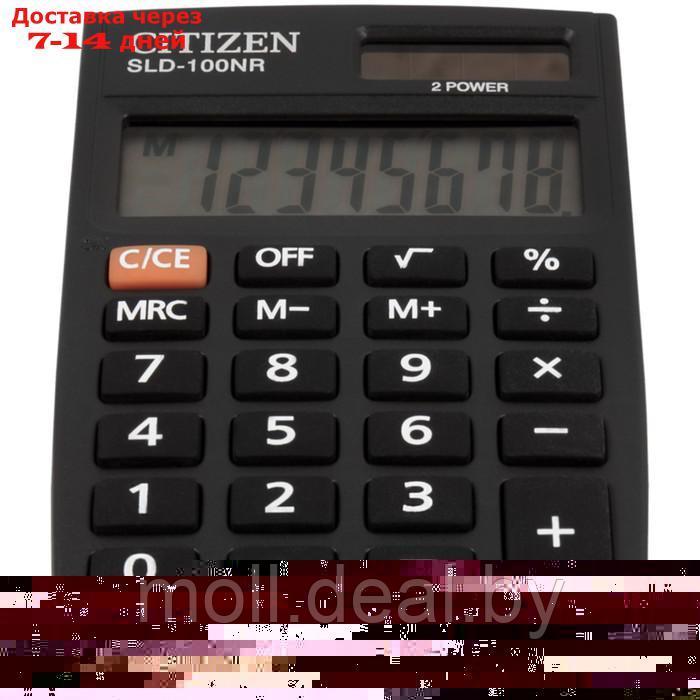 Калькулятор карманный 8-разрядный, Citizen SLD-100NR, двойное питание, 58 х 88 х 10 мм, чёрный - фото 2 - id-p197645211