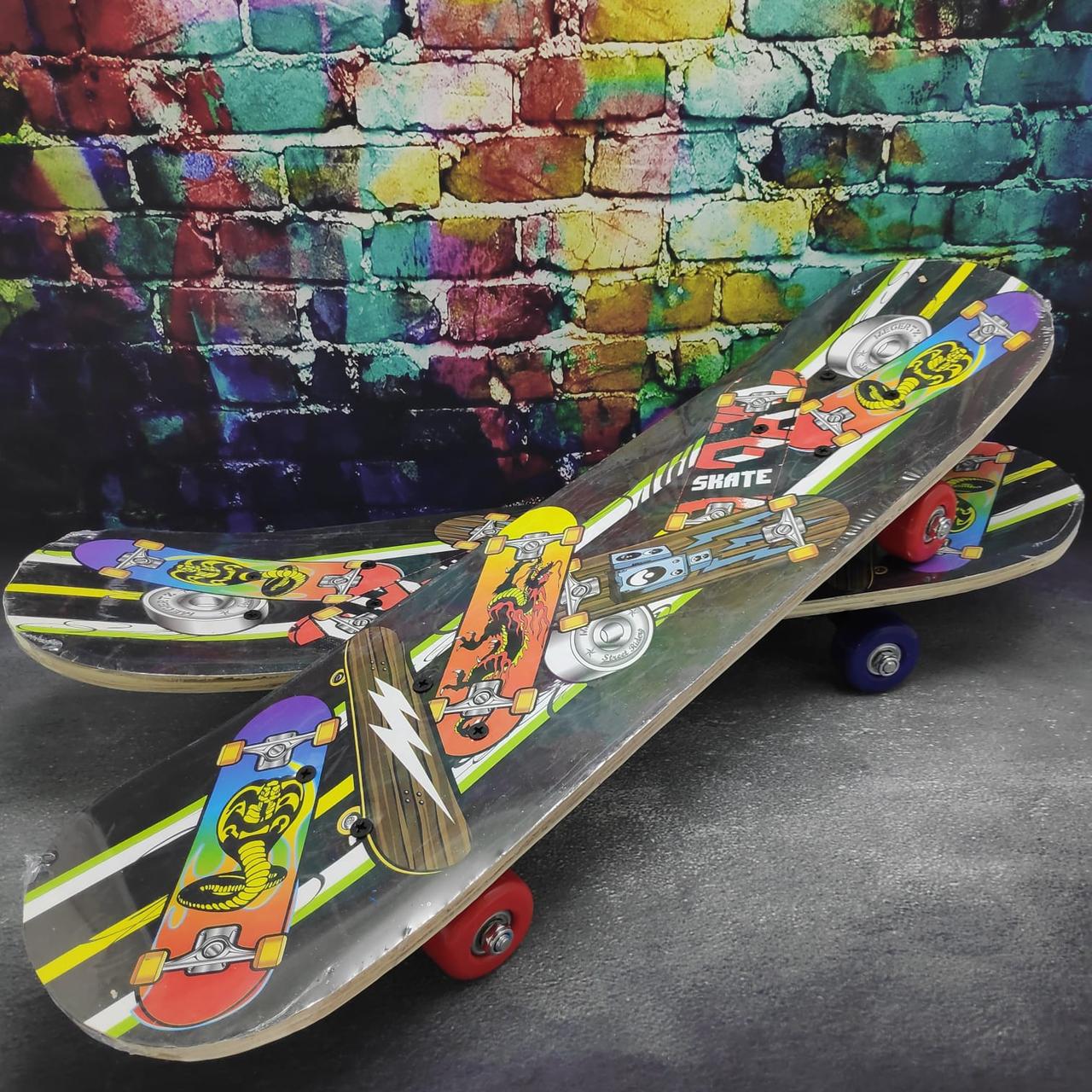Детский скейтборд, размер 60x15см, пластиковые колеса 45мм Прыжок - фото 4 - id-p197761000