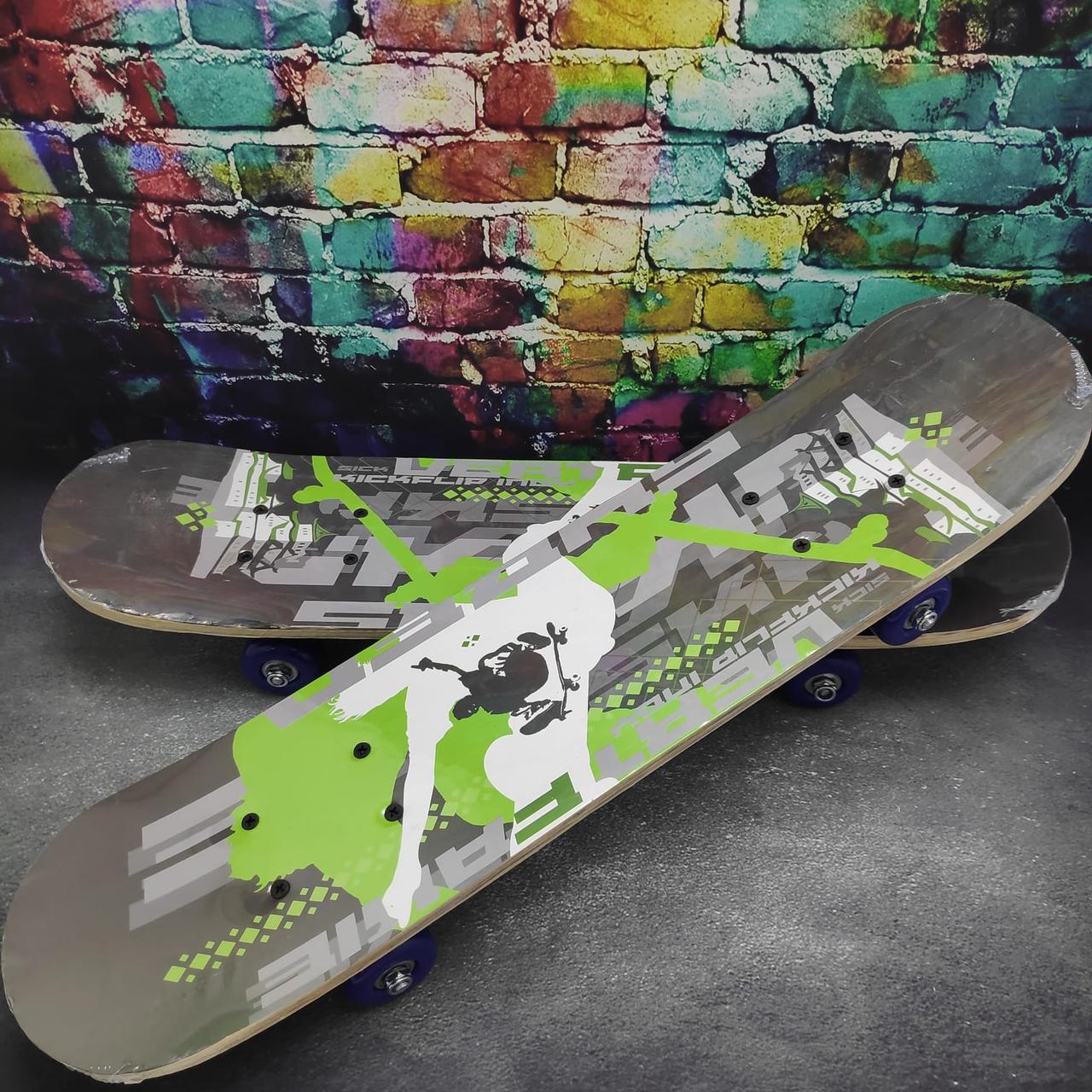 Детский скейтборд, размер 60x15см, пластиковые колеса 45мм Акула - фото 5 - id-p197761003