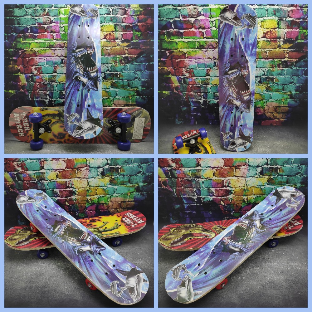 Детский скейтборд, размер 60x15см, пластиковые колеса 45мм Акула - фото 9 - id-p197761003