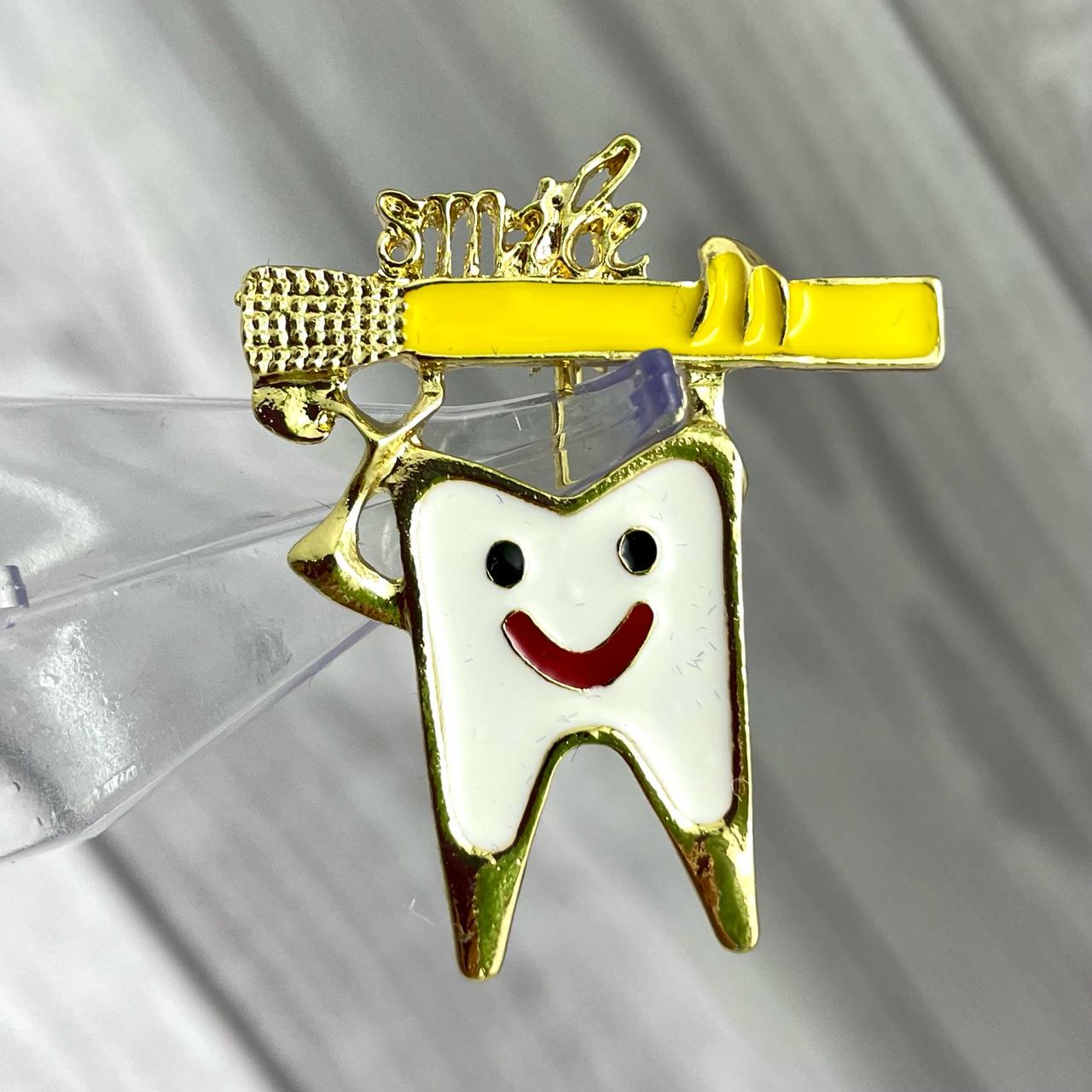 Бижутерия брошь для стоматолога "Зубки" 3.5 см Желтая - фото 3 - id-p197761104