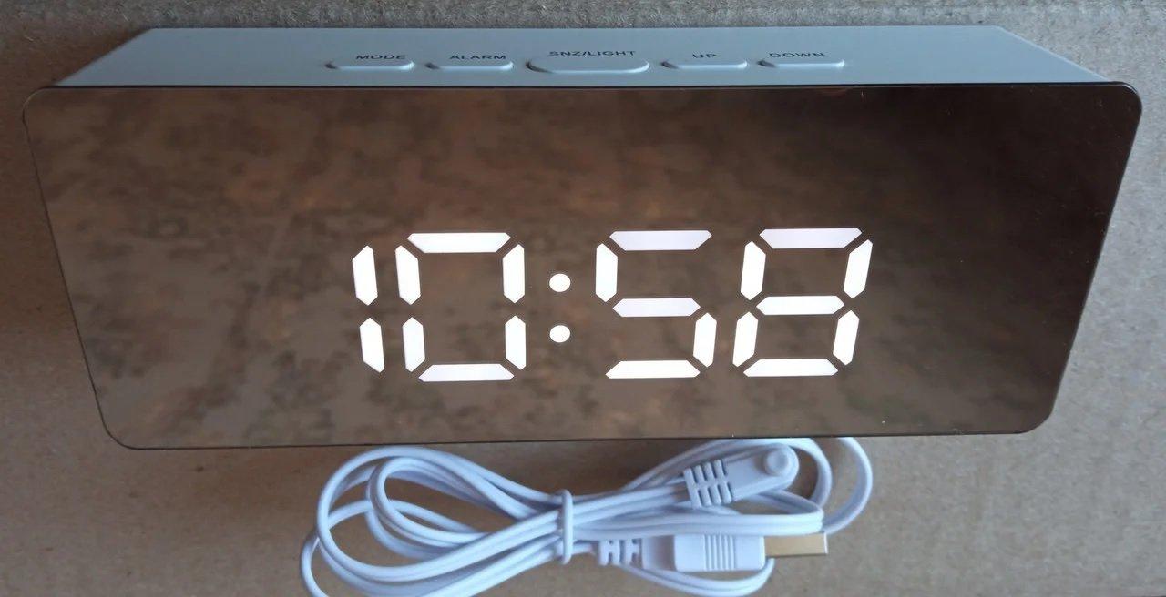 Настольные зеркальные LED-часы YQ-719 (часы, будильник, термометр, календарь) - фото 10 - id-p197761476