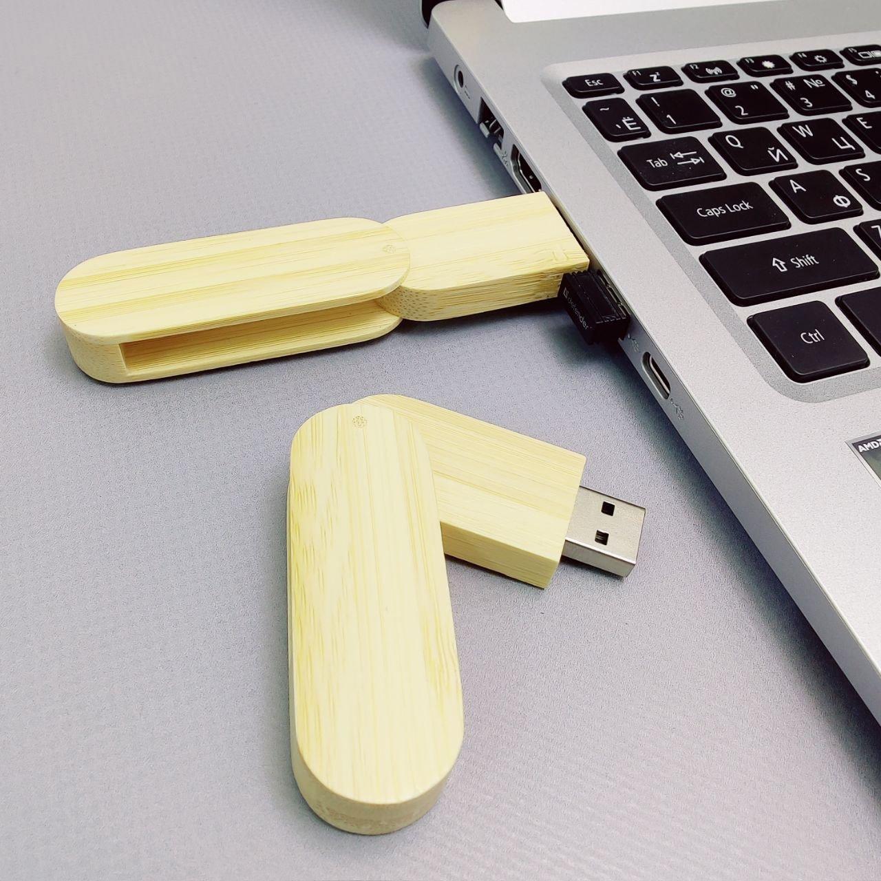 USB накопитель (флешка) Green светлое дерево / раскладной корпус, 16 Гб - фото 6 - id-p196948244