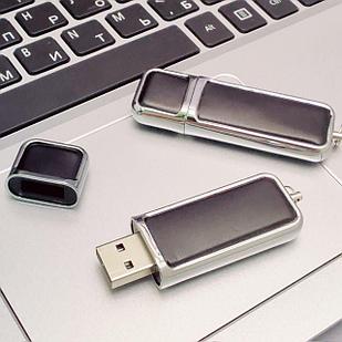 USB накопитель (флешка) Business кожа / металл, 16 Гб
