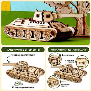 Деревянный конструктор UNIT (сборка без клея) Танк Т-34 UNIWOOD