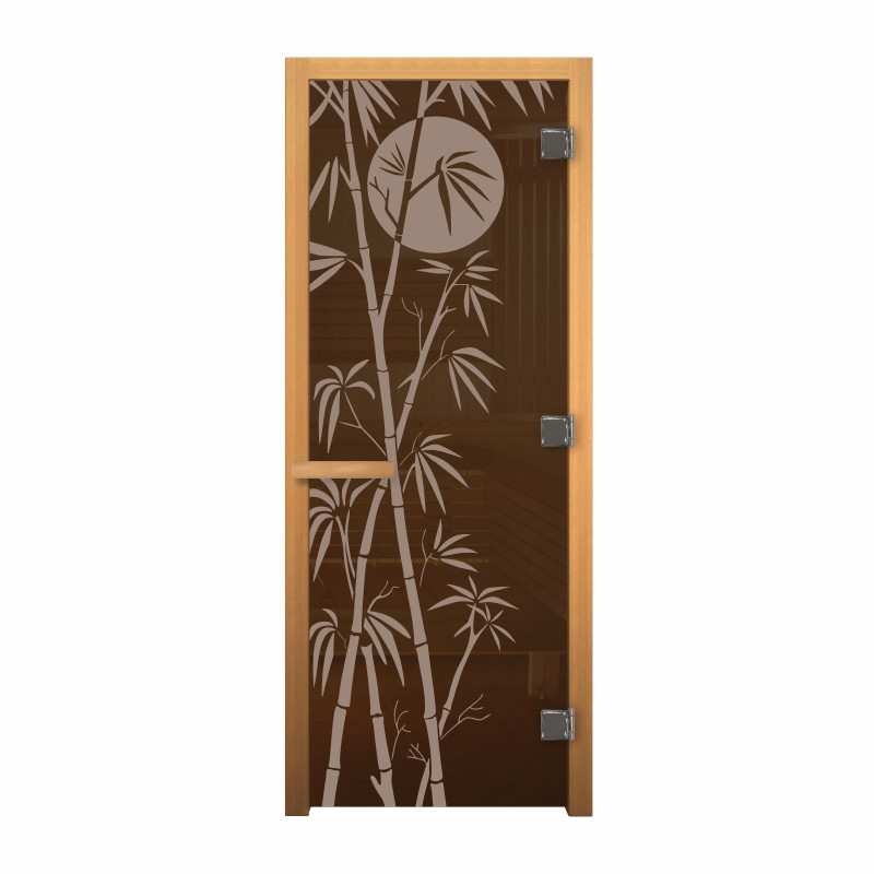 Дверь стеклянная Бронза Бамбук 1900х700мм (8мм) правая