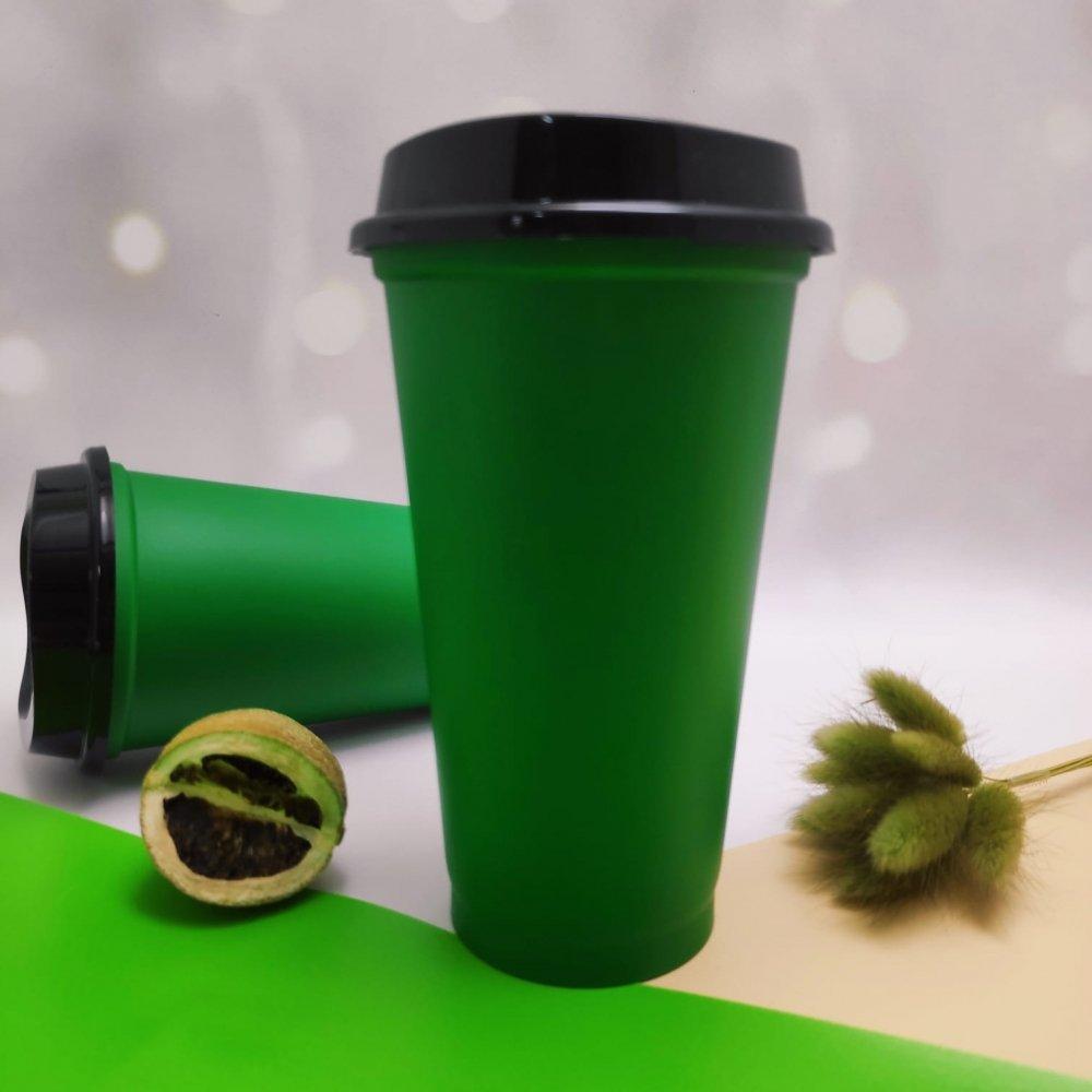 Стакан тамблер Wowbottles с кофейной крышкой для горячих и холодных напитков, 400 мл Зеленый - фото 1 - id-p196948940