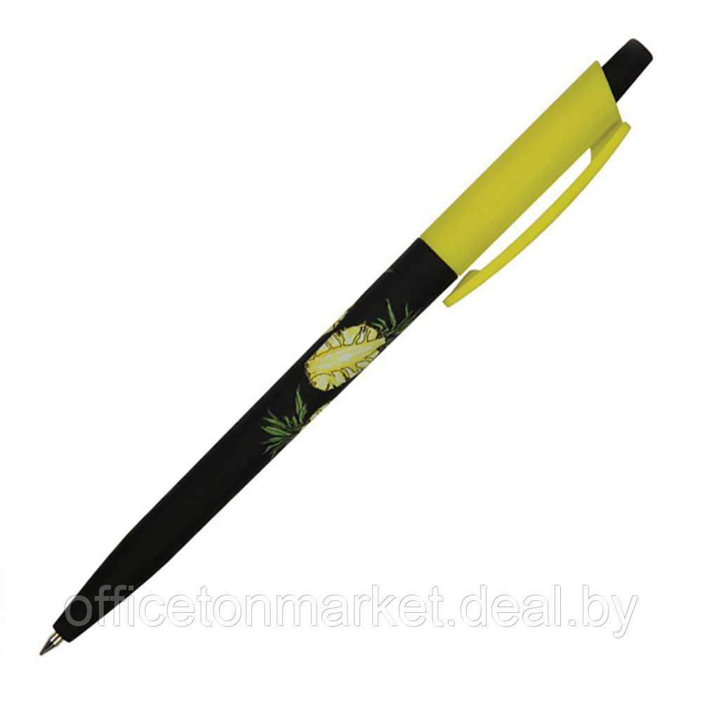 Ручка шариковая автоматическая "HappyClick. Ананас", 0.5 мм, черный, желтый, стерж. синий - фото 1 - id-p197765572