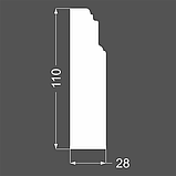 Плинтус напольный МДФ грунтованный под покраску Р 10.110.28 Ликорн 110*28*2070мм, фото 2
