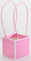 Пакет подарочный "Мастхэв" 12,5*11,5*12,5см квадратный Розовый фламинго с белой окантовкой