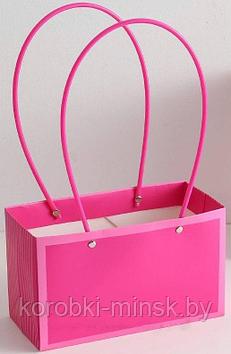 Пакет подарочный "Мастхэв"  22*11*14см прямоугольный, Малиновый/розовый
