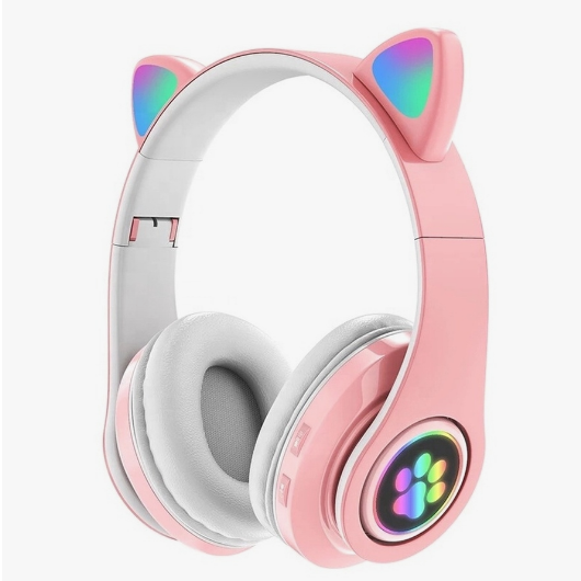 Детские беспроводные наушники со светящимися ушами Wireless Cat Ear Headset. Розовые - фото 2 - id-p197783376