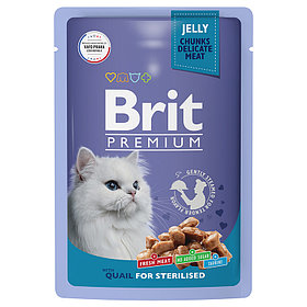 "Brit" Premium Пауч для взрослых стерилизованных кошек с перепелкой в желе 85г