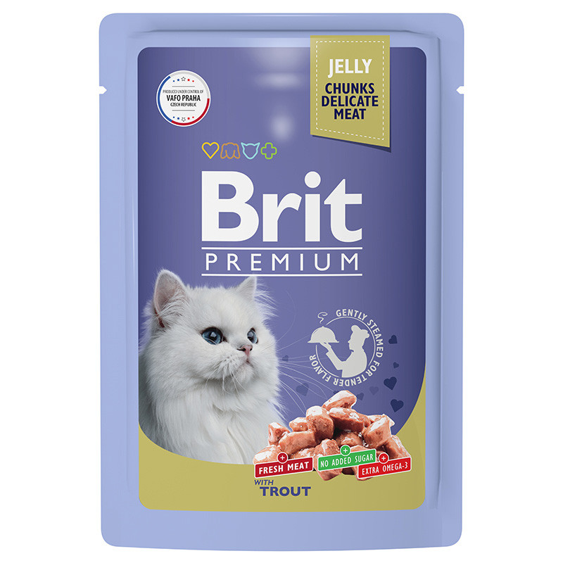 "Brit" Premium Пауч для взрослых кошек с форелью в желе 85г - фото 1 - id-p197797336