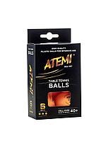 Мячи для настольного тенниса Atemi 3* оранжевые (6 шт)