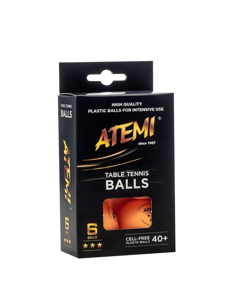 Мячи для настольного тенниса Atemi 3* оранжевые (6 шт) - фото 1 - id-p197797759