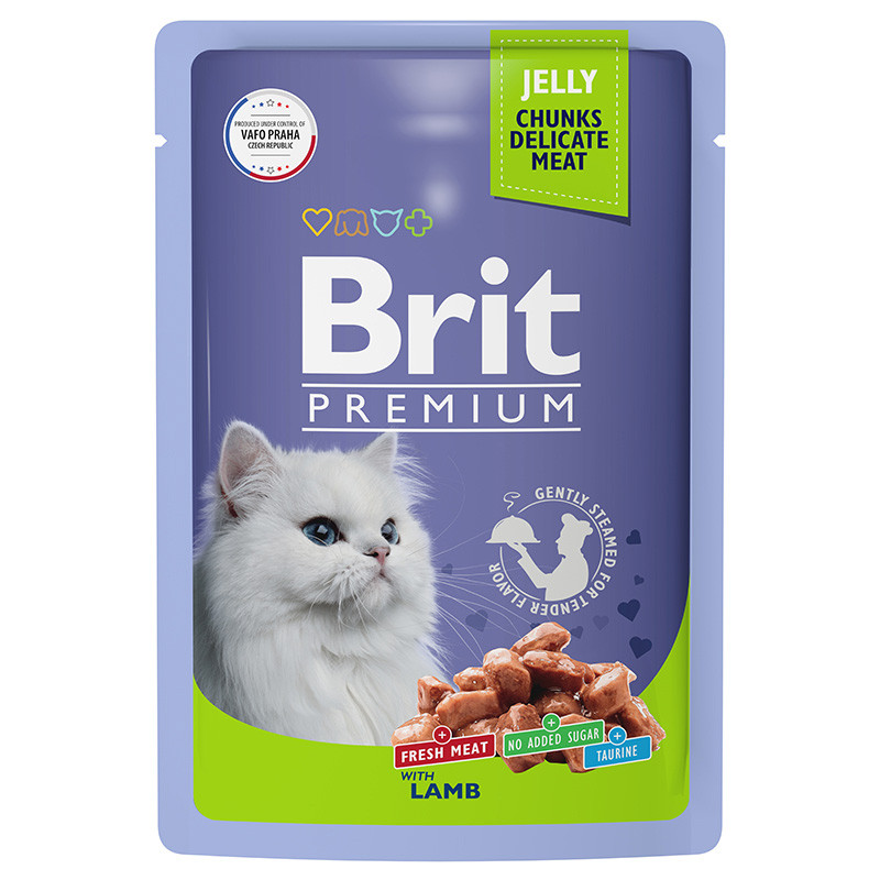 "Brit" Premium Пауч для взрослых кошек с ягненком в желе 85г