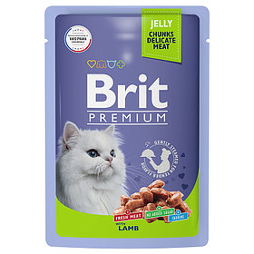 "Brit" Premium Пауч для взрослых кошек с ягненком в желе 85г
