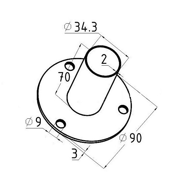 Закладная для стойки Ø38,1х1,5 мм, на 3 анкера (AISI201) Арт. 232 - фото 2 - id-p176553558