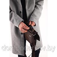 Планшет мужской на молнии, наружный карман, длинный ремень, цвет коричневый, фото 6