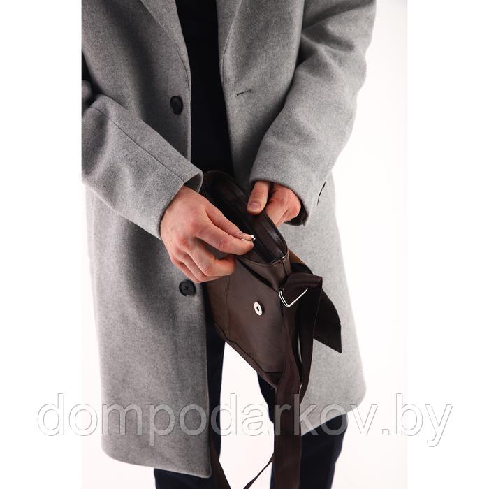 Планшет мужской на молнии, наружный карман, длинный ремень, цвет коричневый - фото 6 - id-p197802371