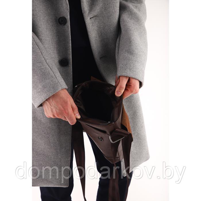 Планшет мужской на молнии, наружный карман, длинный ремень, цвет коричневый - фото 7 - id-p197802371