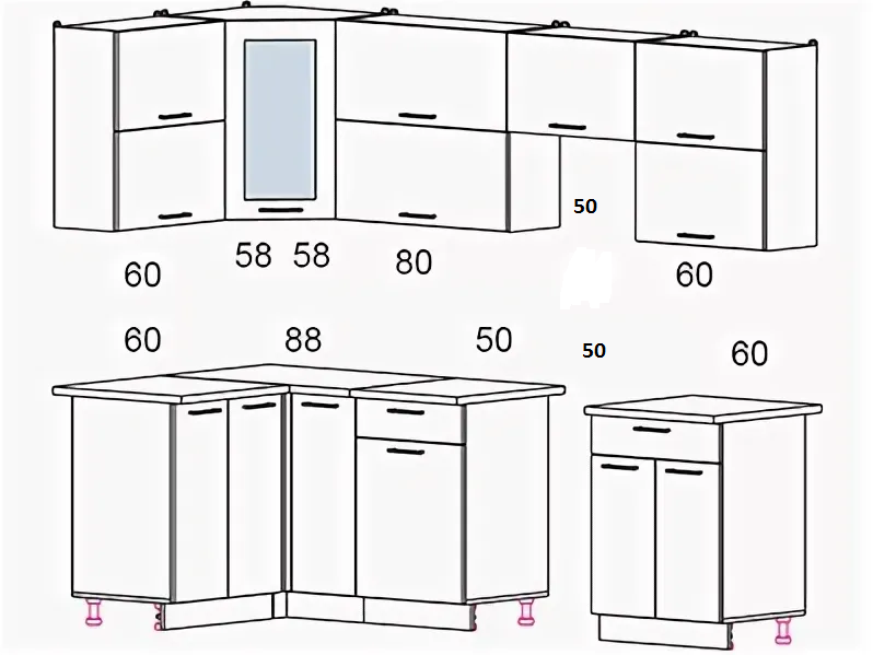 Кухня угловая Мила Глосс 50-12*25 черный/красный - фото 2 - id-p197802659