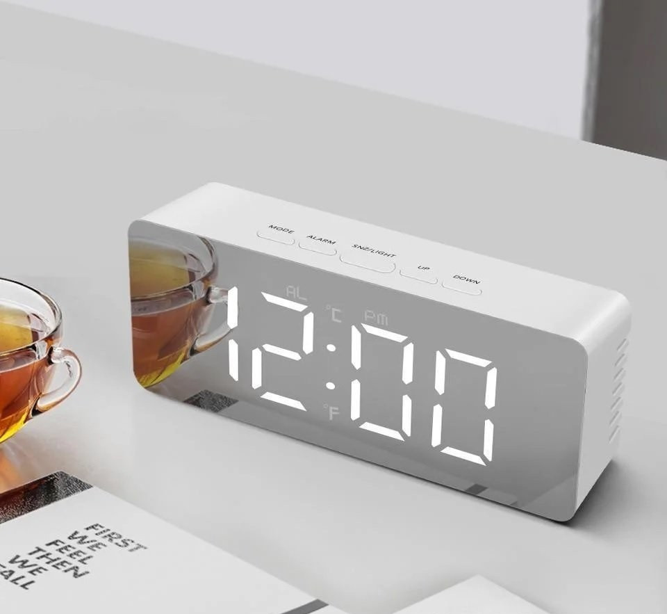 Настольные зеркальные LED-часы YQ-719 (часы, будильник, термометр, календарь) - фото 6 - id-p197803198
