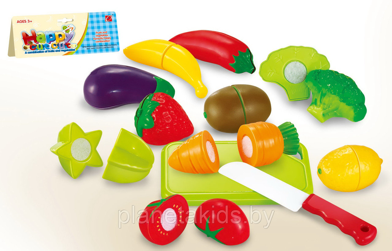 Игровой набор продуктов фрукты овощи на липучках, арт. 666-15