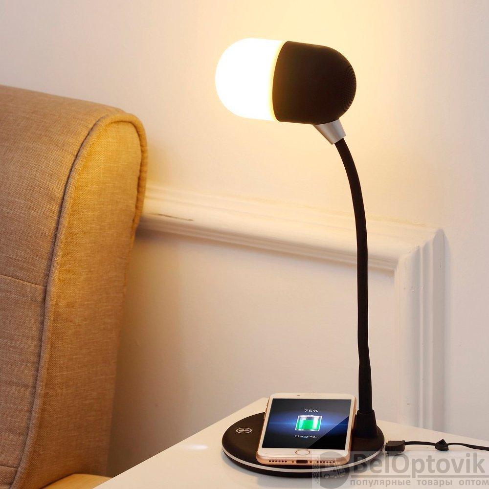 Настольная LED-лампа с беспроводной зарядкой и bluethooth колонкой L4 Lamp Speaker with Wireless Charger 5W - фото 2 - id-p197806666