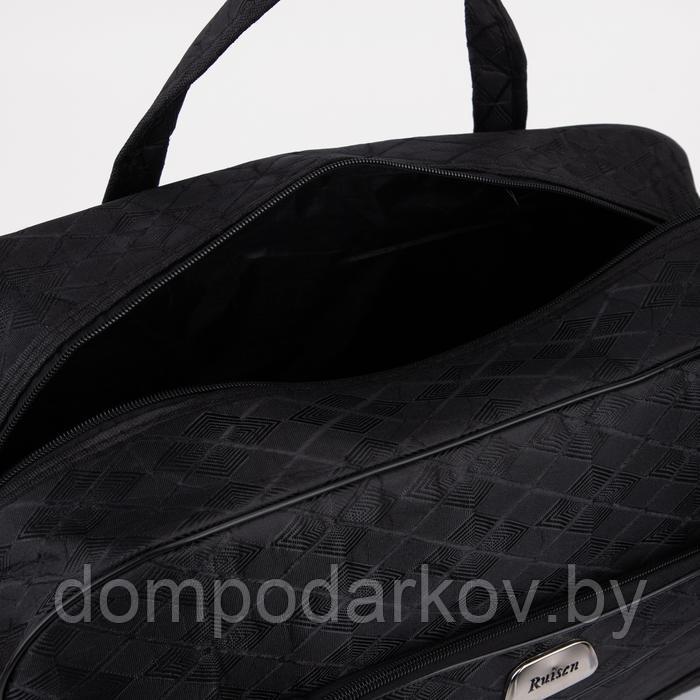 Сумка дорожная на молнии, наружный карман, длинный ремень, цвет чёрный - фото 3 - id-p197806689