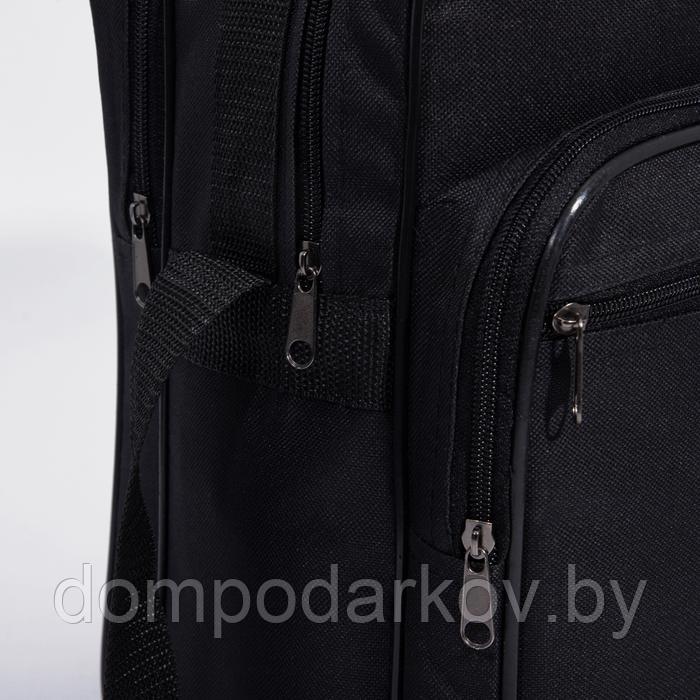 Сумка деловая, 1 отдел, 3 наружных кармана на молнии, длинный ремень, цвет чёрный - фото 9 - id-p99610994