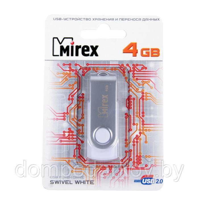 Флешка Mirex SWIVEL WHITE, 4 Гб, USB2.0, чт до 25 Мб/с, зап до 15 Мб/с, белая - фото 3 - id-p197813662