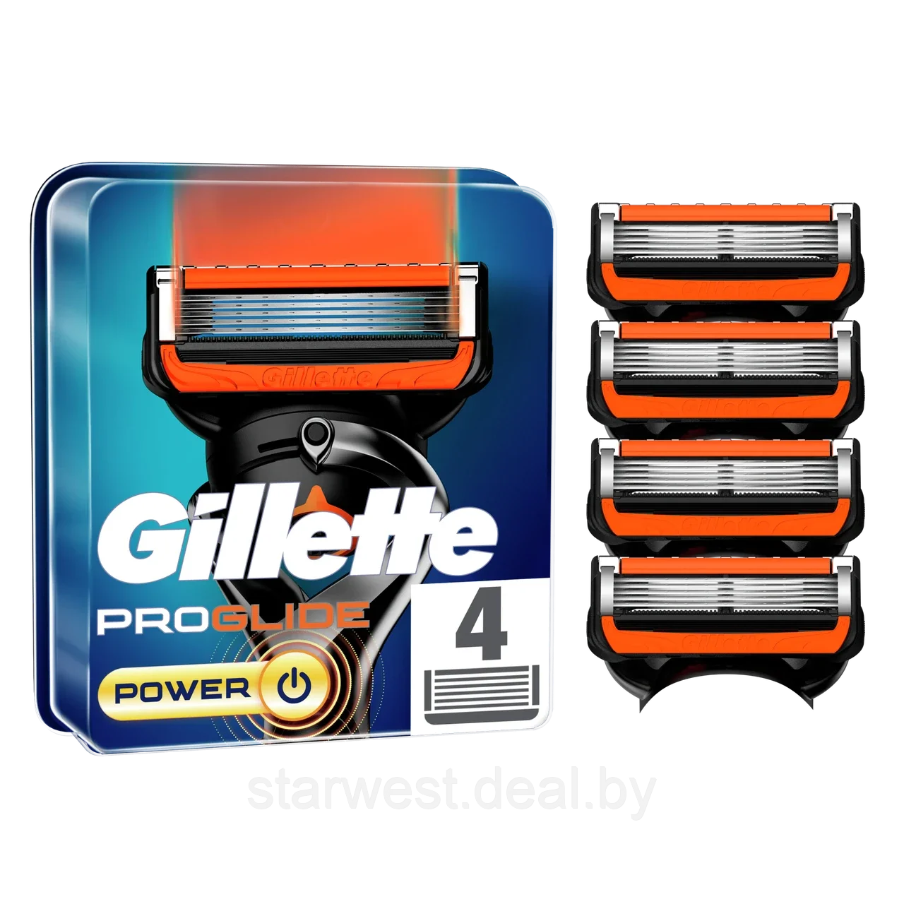 Gillette Fusion 5 Proglide Power 4 шт. Мужские сменные кассеты / лезвия для бритья - фото 1 - id-p175181021