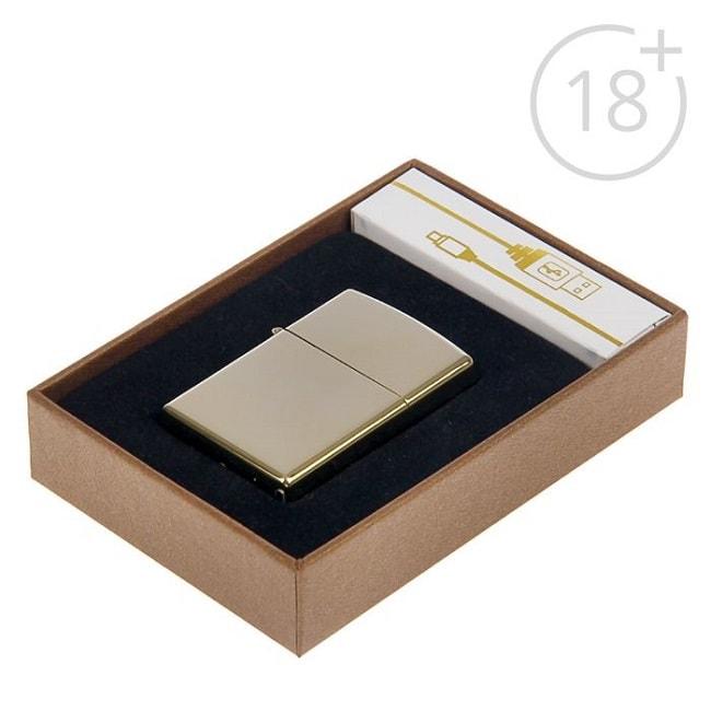 Импульсно-дуговая зажигалка USB золото - фото 2 - id-p197815016