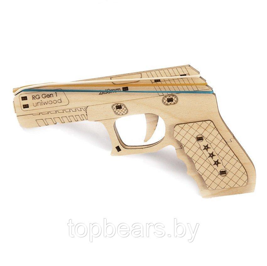 Деревянный конструктор (сборка без клея) Резиночный пистолет Rubber Gun UNIWOOD - фото 5 - id-p197820120