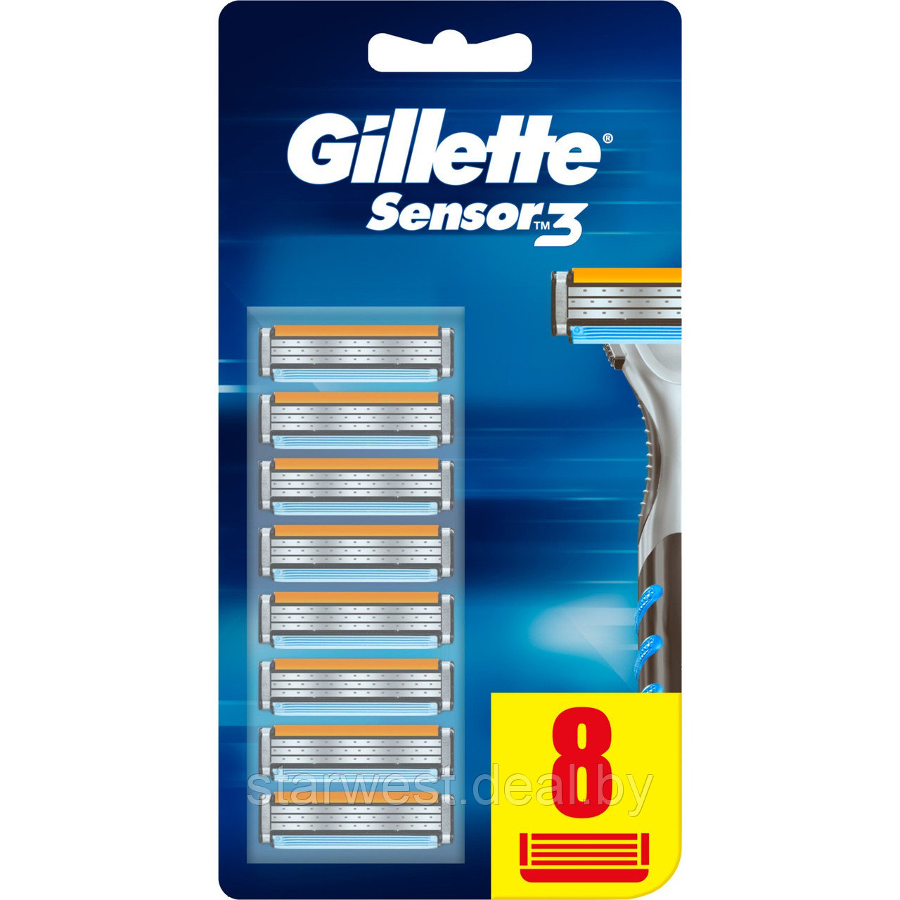 Gillette Sensor 3 8 шт. Мужские сменные кассеты / лезвия для бритья - фото 1 - id-p197824299