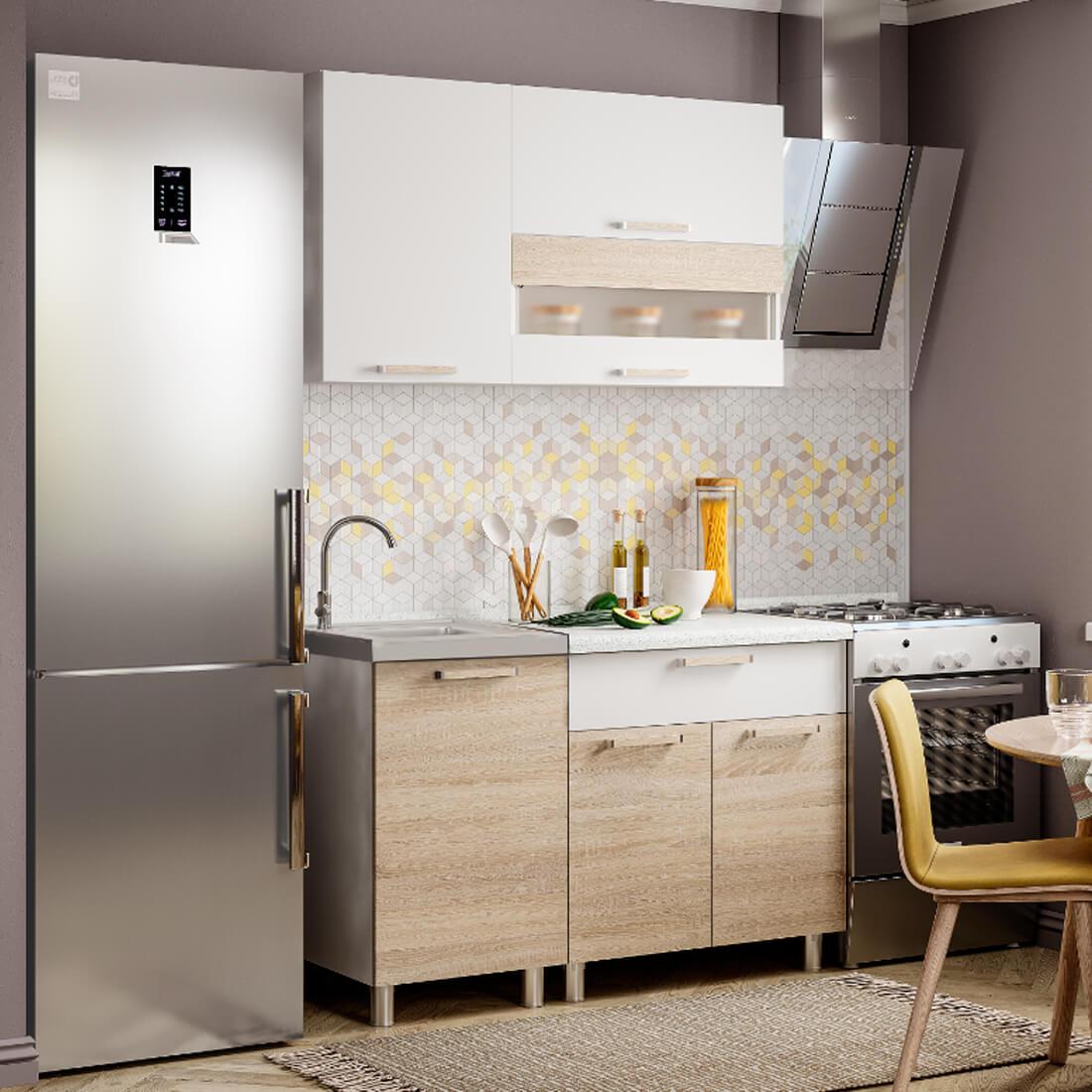 Кухня Айсбери 1.2 Белый - Дуб сонома