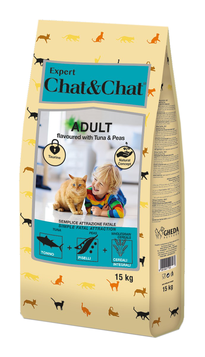 Chat&Chat Expert Adult with Tuna & Peas - сухой корм для взрослых кошек со вкусом тунца и гороха 14кг. - фото 1 - id-p197839666