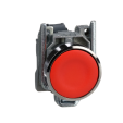 Кнопка в сборе, металл, скрытый, красный, Ø22, пружинный возврат, без маркировки, 1НЗ