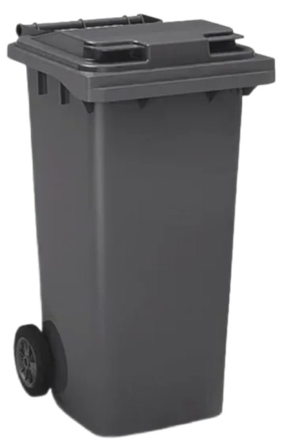 Мусорный бак, контейнер для мусора серый с крышкой на колесах ТС 120 л литров - фото 2 - id-p197857320