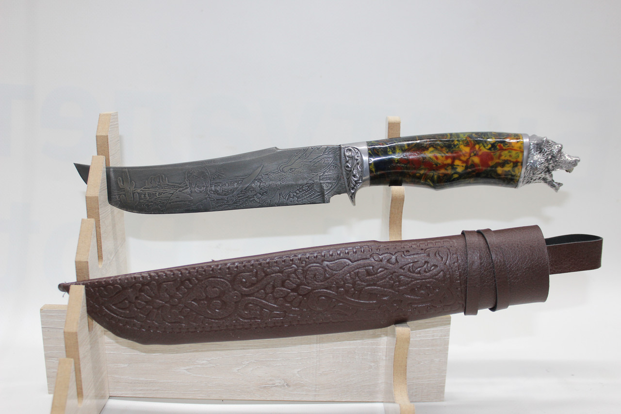 Нож охотничий Голова зверя (с чехлом)